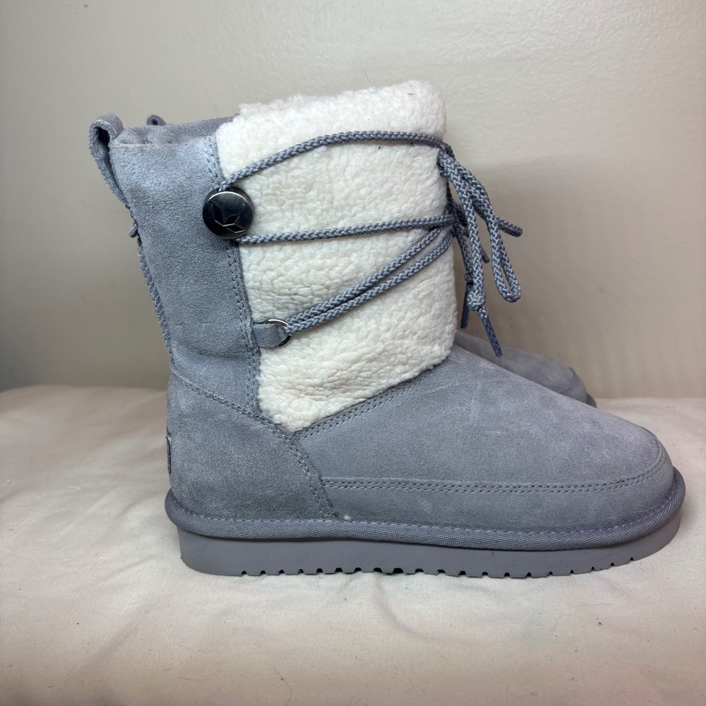 Koolaburra by Ugg Grey Suede Sheepskin Lined Winter Boots Women's Size‎ 5